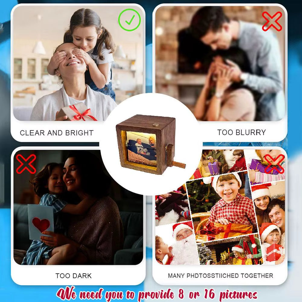 2025 Valentine'S Day Gift Walnut Illuminated Custom Flip Book Photo Machine Square Small Ornament Decorative Lights